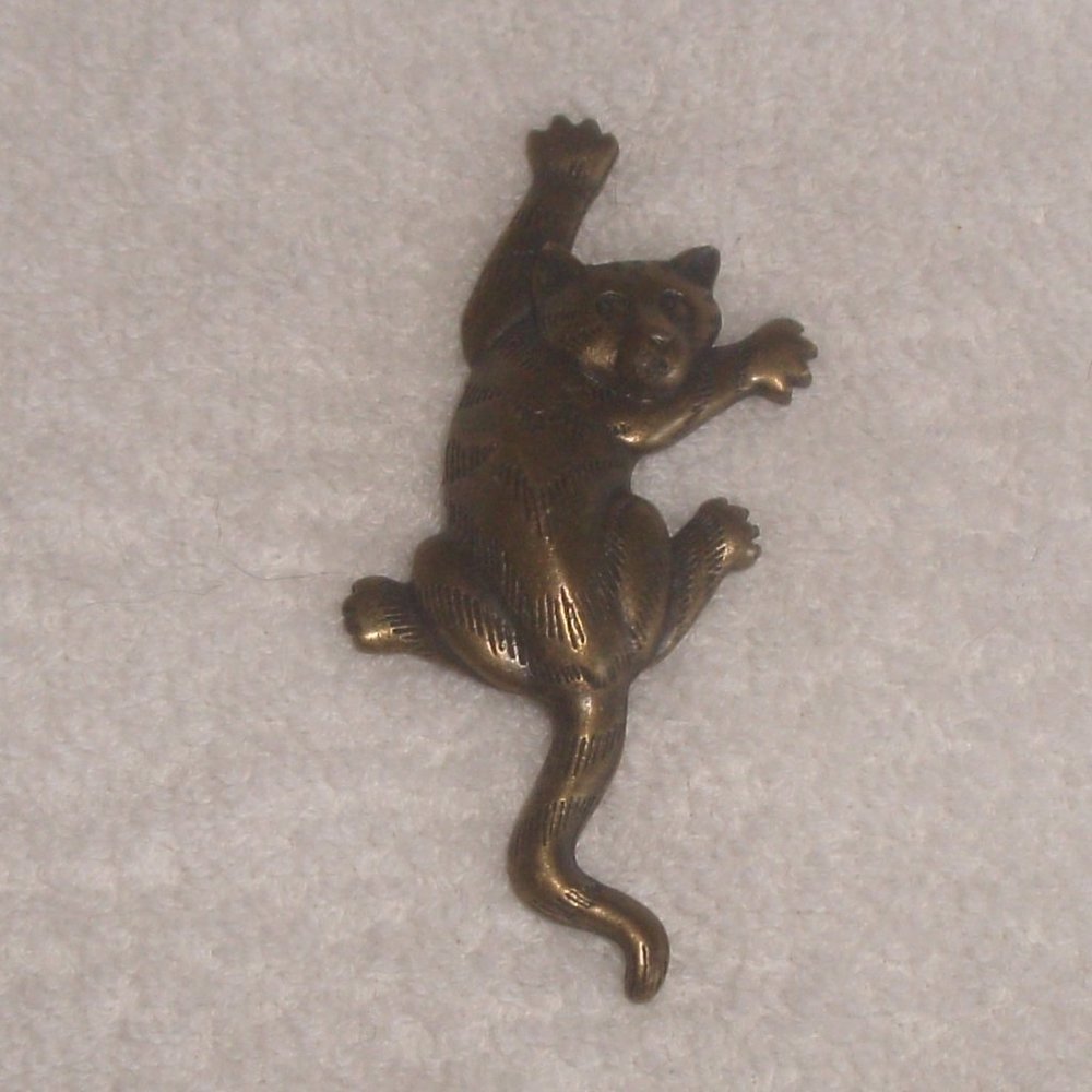 JJ 1988 pin brooch gold cat kitten Jonette
